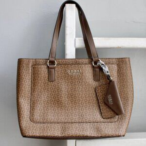 GUESS Women's Brown Cocoa Signature Logo Tote Bag  NWT